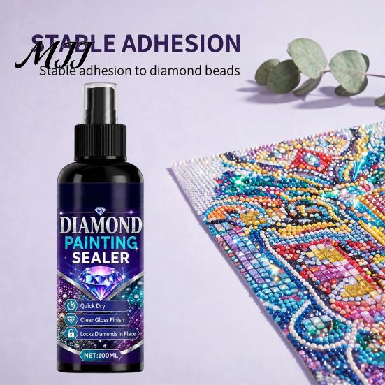 Sealer Spray for Faux Diamond Art 2Pcs Sealer, 100ml Rhinestone Painting Spray, Quick Dry Glue Gloss Finish Sealant, Clear Protective