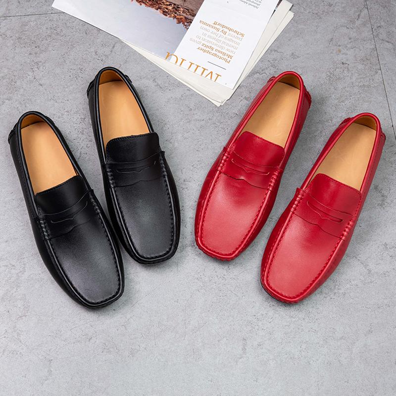 Leisure Mens Suede Leather Flats Slip on Outdoor Casual Shoes Low Top Lazy Shoes Non Slip Loafers Lightweight Moccasins for Male