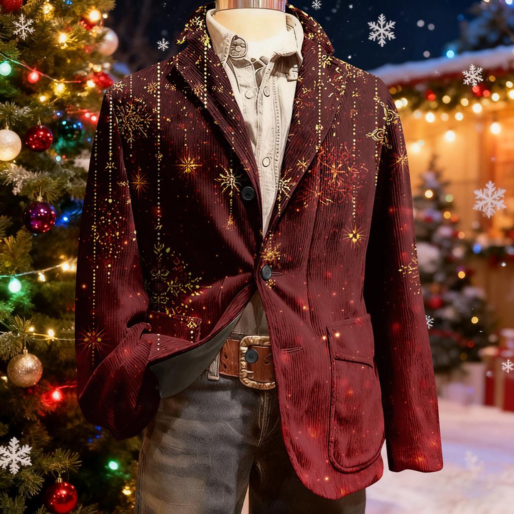 Herren Hässlicher Weihnachten Kord Warmtaschen Anzugjacke Strickjacke Herren Freizeitanzug