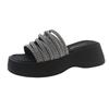 2024 Summer Network Red Slippers Women's Non-slip Sponge Platform Flip-flops All Matching Diamond Beach Shoes