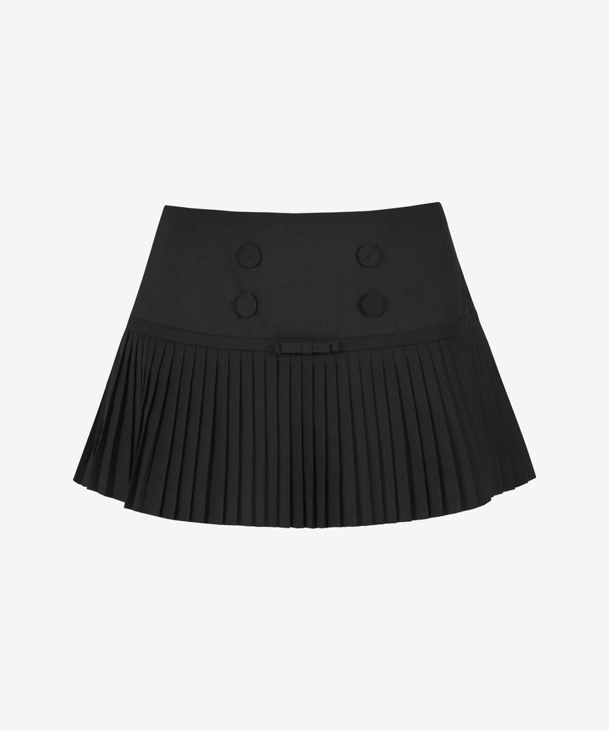 WHISFAIRY Classic Ribbon Pleated Skirt - Black