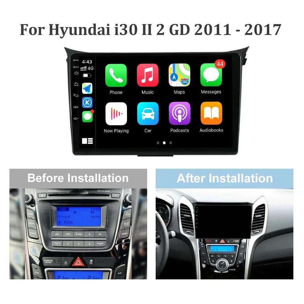For Hyundai i30 II 2 GD 2011-2017 Android 13 Car Stereo Radio Multimedia GPS Head Unit Wireless BT Carplay Android 4G Screen