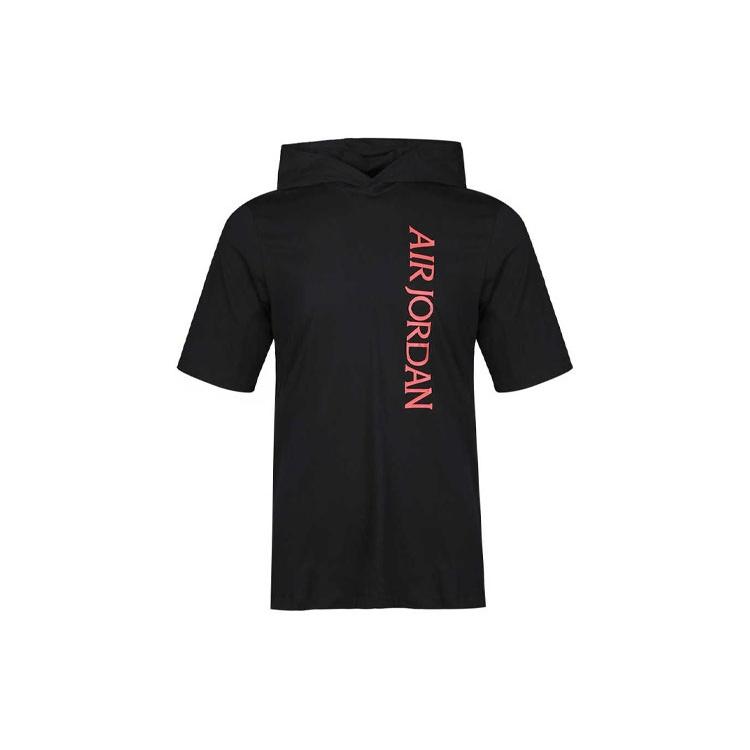 Air Jordan Sports Breathable Casual hooded Short Sleeve Black Men s CZ5056-010 XL