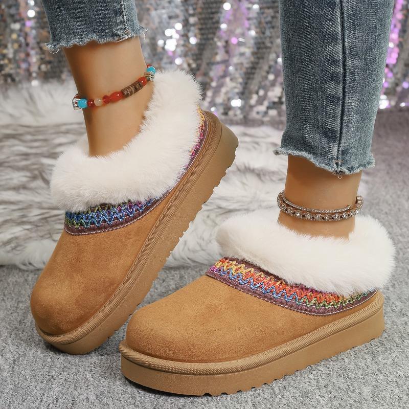 Fashion Luxury Thick Plush Platform Snow Boots Women 2025 Winter Keep Warm Fur Cotton Shoes Woman Faux Suede Ankle Botas Padded Shoes