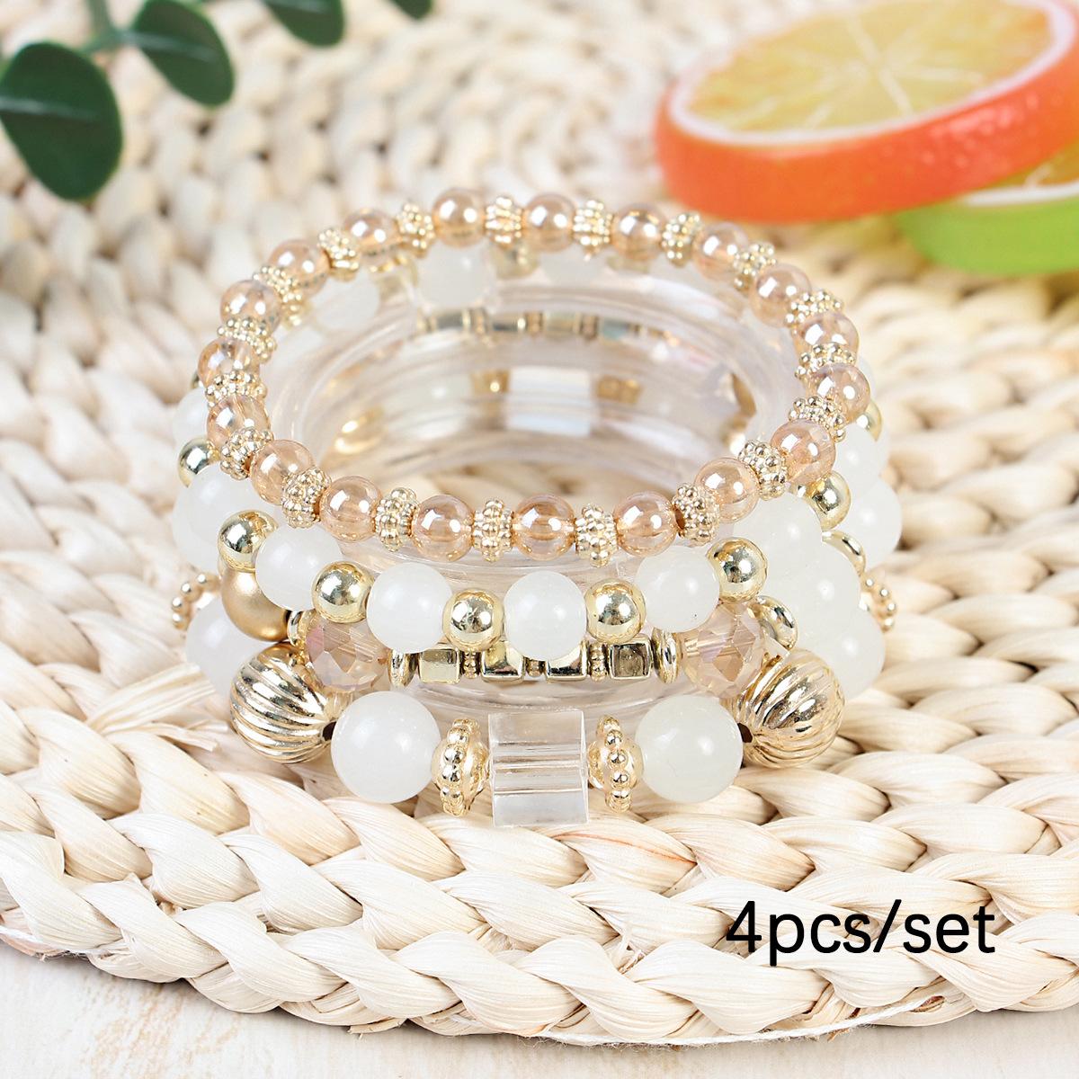 JYL TS Bracelet Bohemian  Cracked Bead Style Combines Uniqueness And Luck White