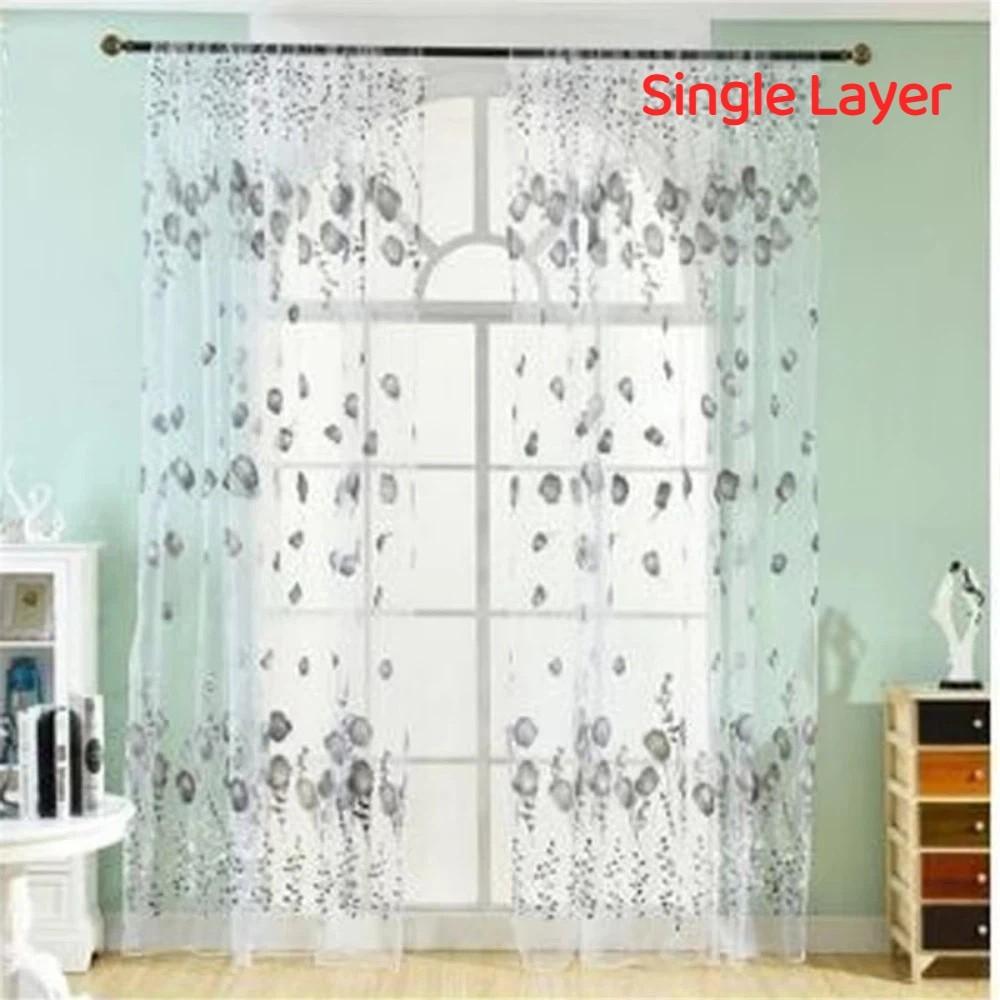 

Fashion Printed Tulip Window Screen 100X200CM Polyester Drape Curtain Sheer Curtains For Living Room серый