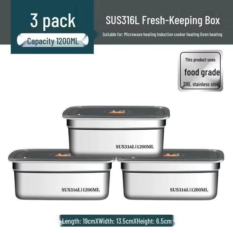 Chuyi Ba 1200ml Wheat Straw Food Storage Containers (3-Pack)