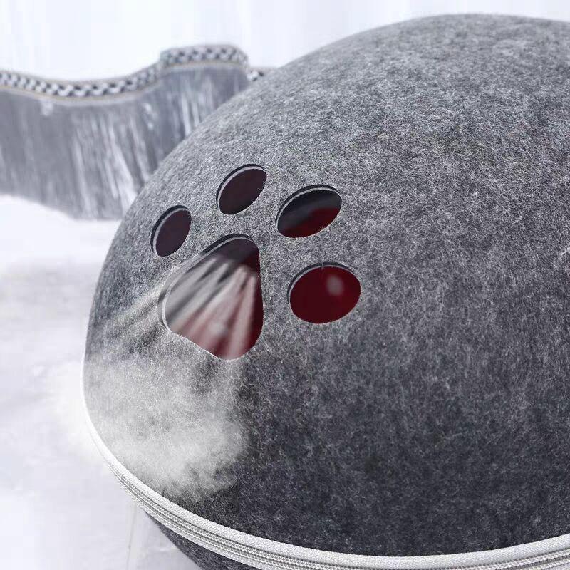 Cat Bed Detachable Natural felt Cat Bed Breathable Cat Cave Dark Gray Cat Bed House With Cushion for Pets Cats Pet Accessories