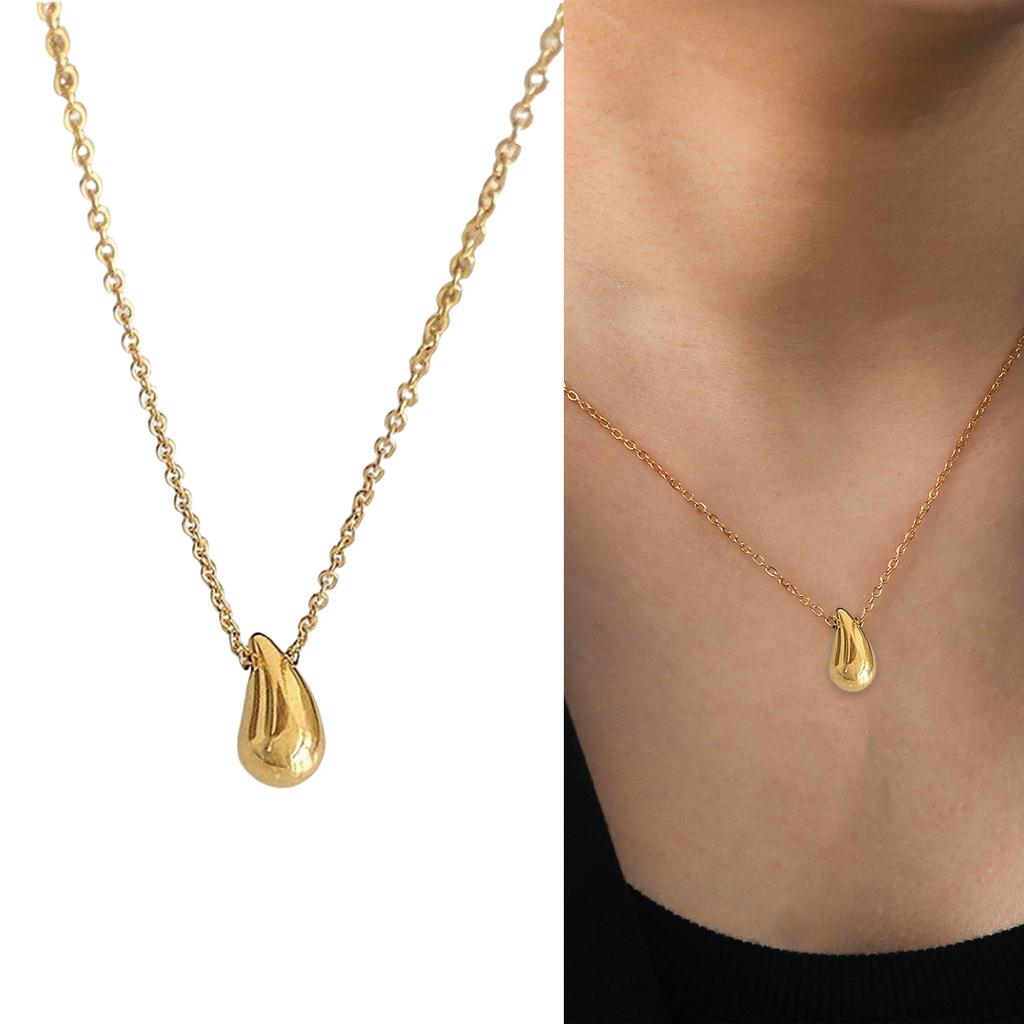 Women Necklace Gold or Silver Plated Waterdrop Pendant Jewelry Gift for Girls and Ladies 40+5cm Chain Length