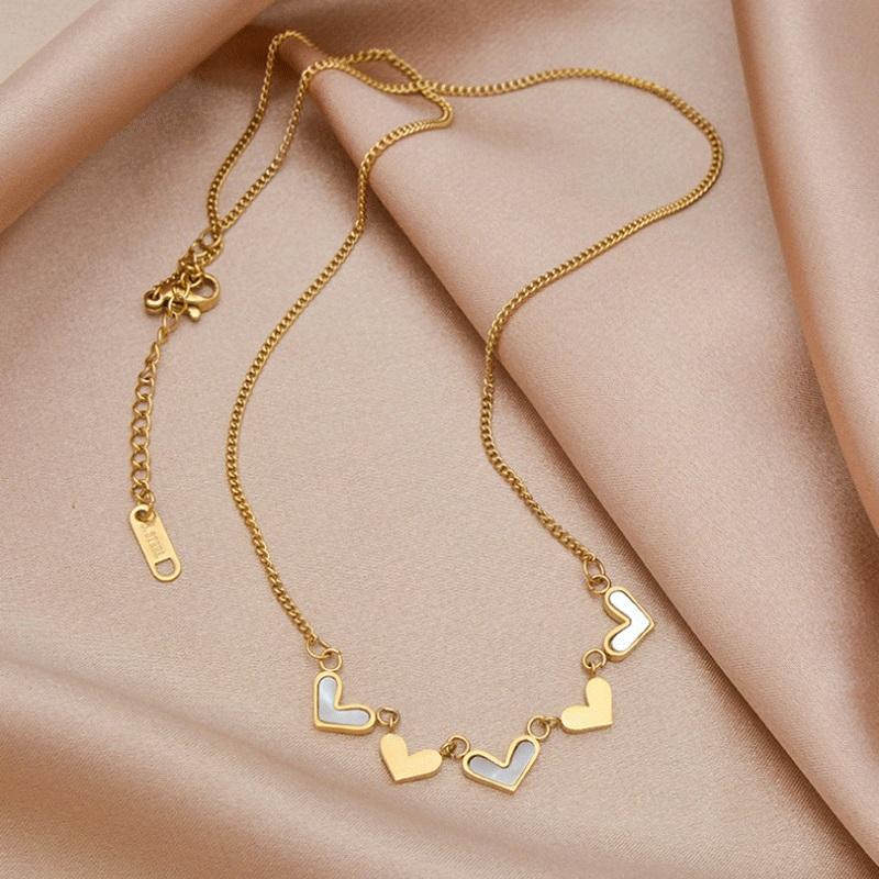

316L Stainless Steel New Fashion Upscale Natural Shells Love Heart Charms Chain Choker Necklaces & Pendants For Women
