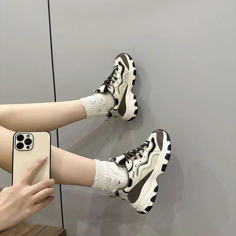 D'lites Frühling Neue Plateau Muffin Füße Kleine Dad Schuhe Höhenerhöhend Retro Lässig und Leichter Sneaker Damen