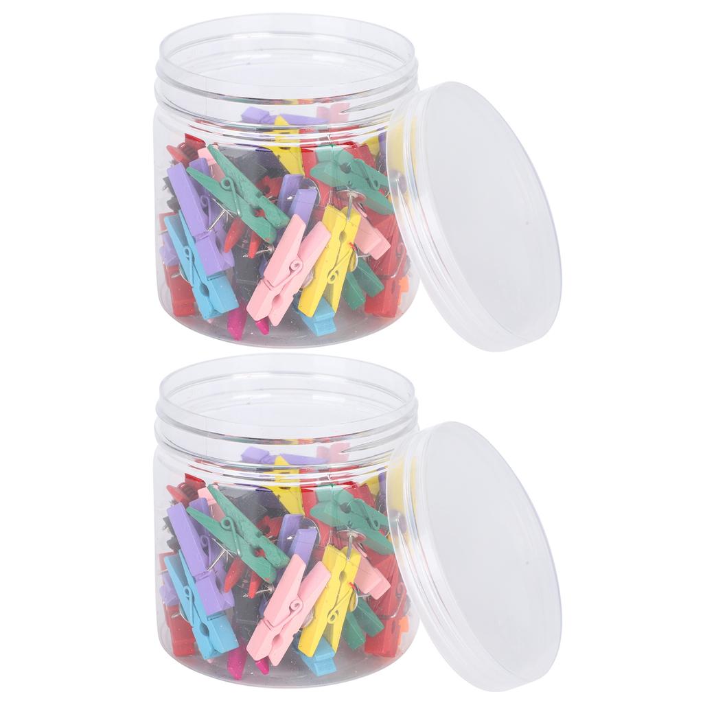 100pcs Push Pins Clips Small Mini Colorful Picture Photo Clips Wooden Crafts Clips