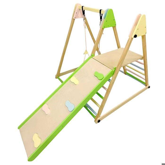 Structure d’Escalade 4 en 1 - GINGER HOME - Balançoire - Toboggan - Mur d’Escalade