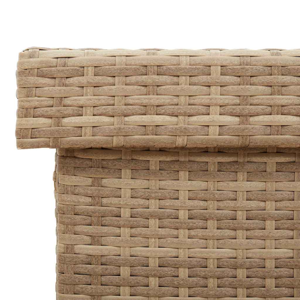 Garden Storage Box with Wheels Beige 110 x 55 x 73 cm Poly Rattan