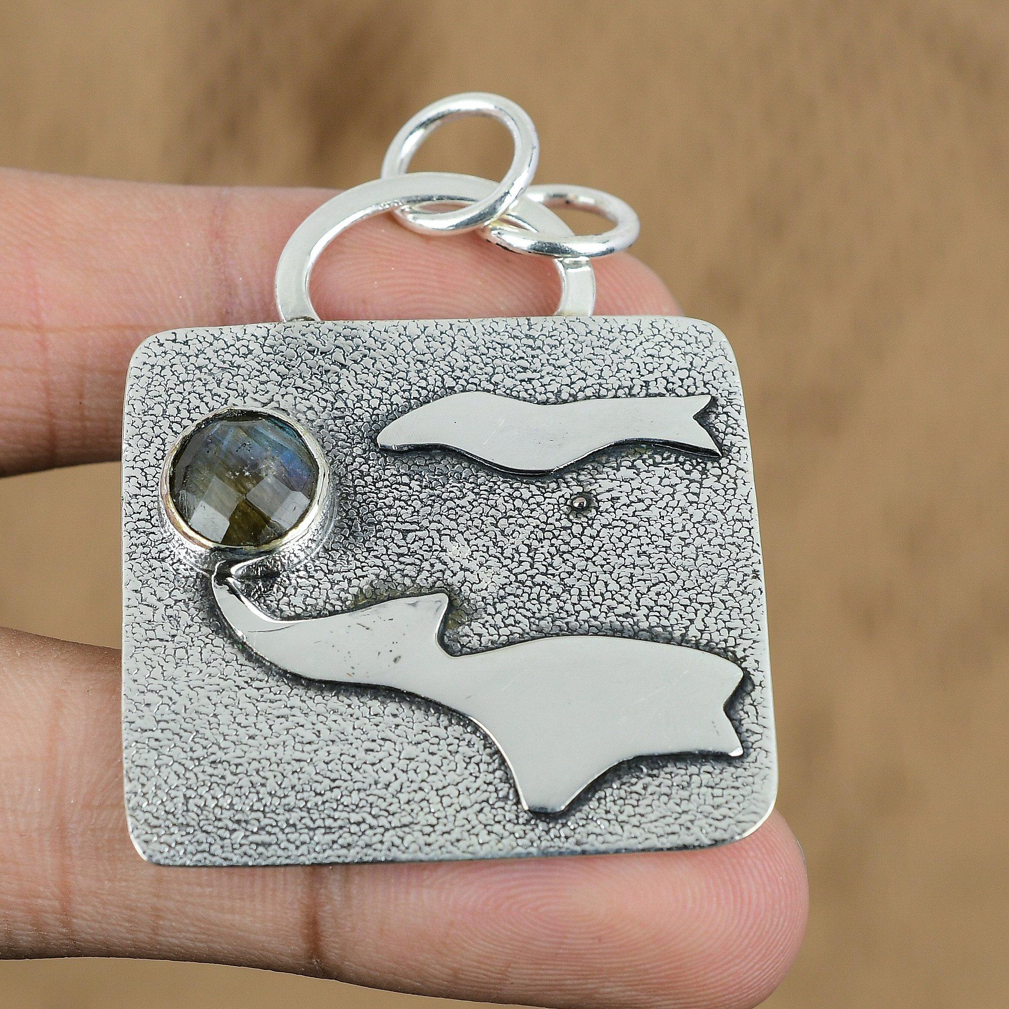 

Gift For Her 925 Sterling Silver Natural Labradorite Gemstone Jewelry Pendant
