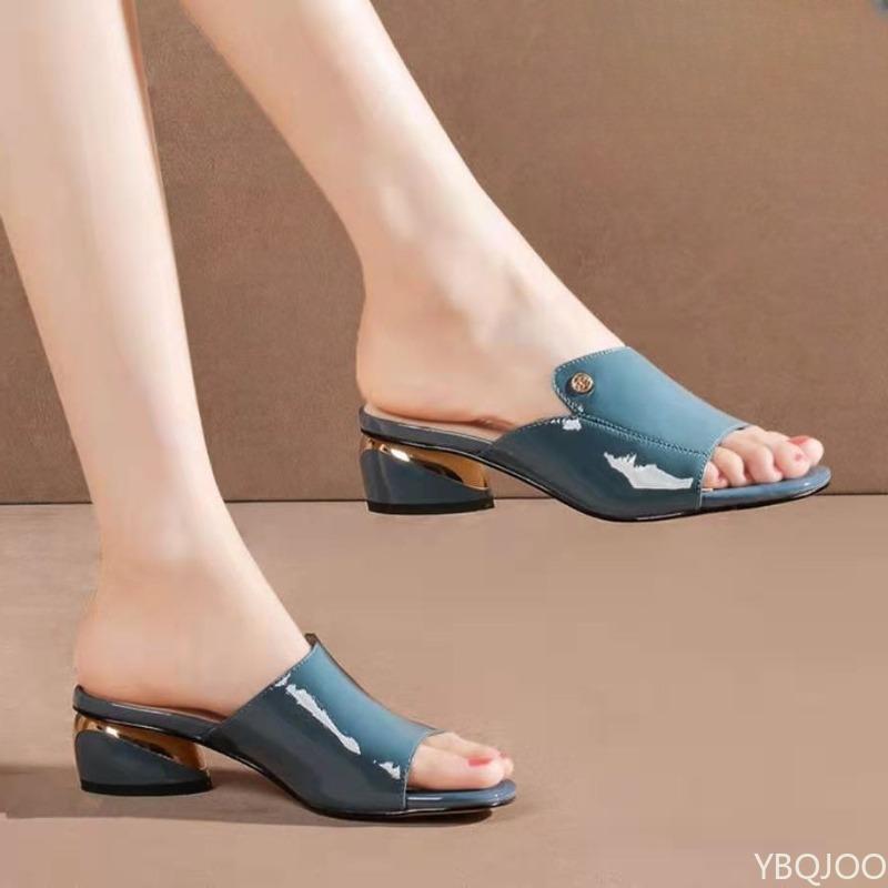 Fashion Solid color Summer Sexy soft-soled shoes Fashionable versatile women Peep Toe Slippers Sexy Comfortable High Heels Shoes