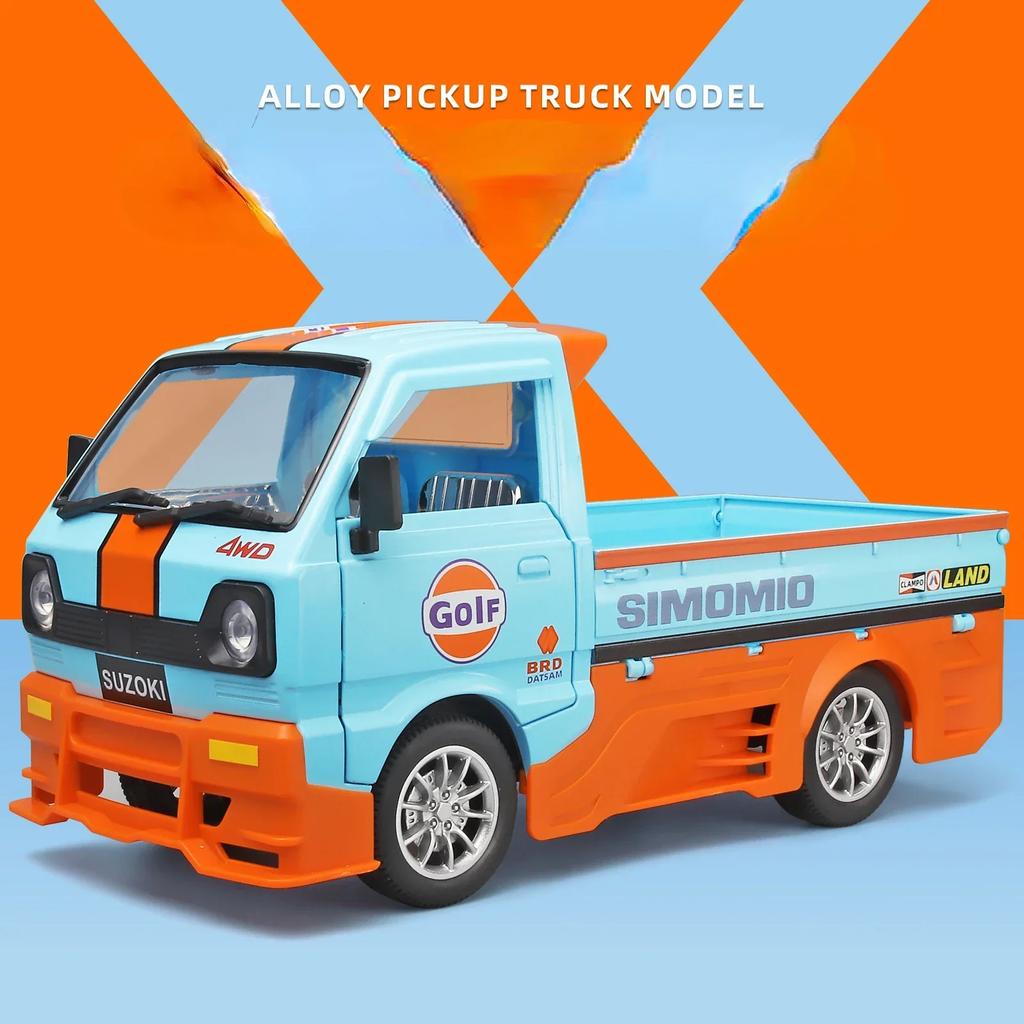 1/24 SUZOKI Gulf Truck Legierung Auto Diecasts & Spielzeugfahrzeuge Automodell Ton und Licht Rückzugauto Spielzeug für Kinder Geschenke