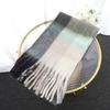 Men's and Women's Autumn and Winter Scarf Fashionable Warm Rainbow Plaid Shawl Tassel Thickened Mohair Scarf