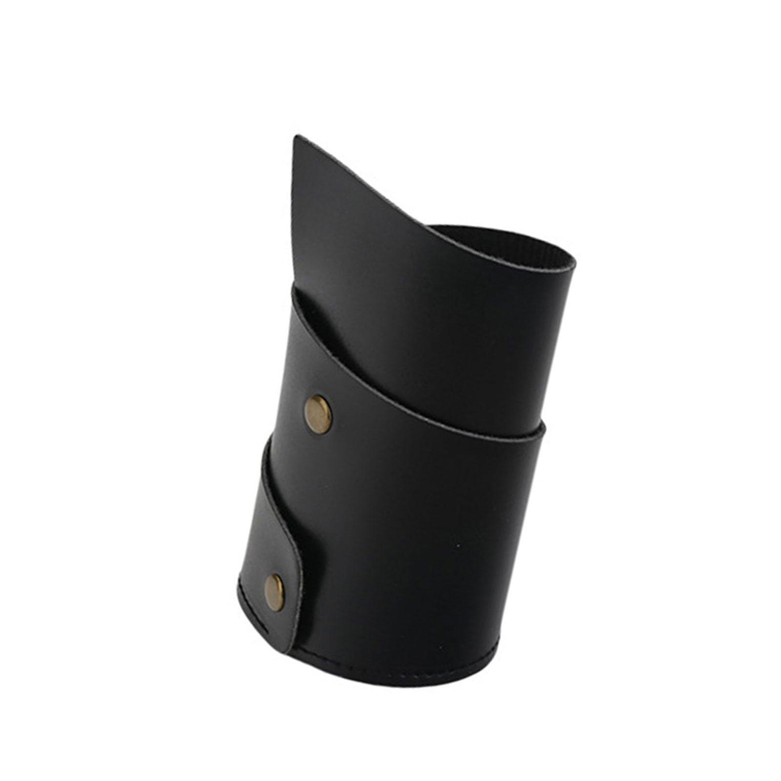 

Стакан для ручек из ПУ кожи, настольный держатель для ручек, органайзер для кистей для макияжа, настольный стакан для карандашей для организации рабочего стола, 65x110 мм чёрный