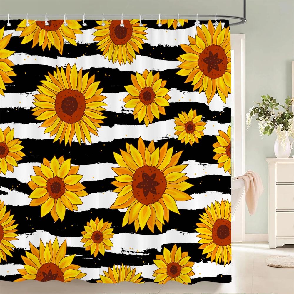 3d Flowers Pattern Shower Curtains Bath Curtain 180*180cm Waterproof Bathroom Decor Washable Fabric Bath Screen With Hooks