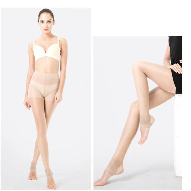 Women Summer Ultra Thin Sheer Footless Stirrup Tights Stockings Solid Color Control Top Silk Pantyhose Dance Leggings
