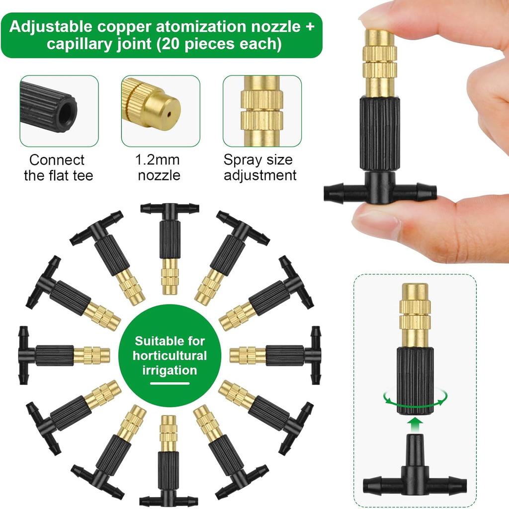 30/50Pcs 4/7PVC Outdoor Misting Cooling System Garden Irrigation 1/4'' Brass Adjustable Atomizer Micro Sprinkler
