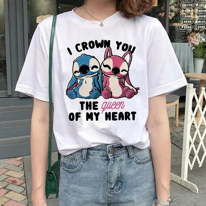 Funny Kawaii Shirt Disney Lilo Stitch Cartoon T Shirt Stitch Cute Manga T-shirt Y2k Graphic Tshirt Top Tee Clothes