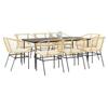 VidaXL Garden Dining Set Cushions 9pcs Brown Poly Rattan Glass 3334512