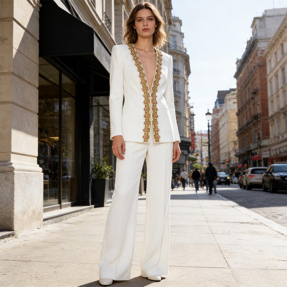 High Street Fashion Early Spring 2026 Embellished Jacket & Pants Set
