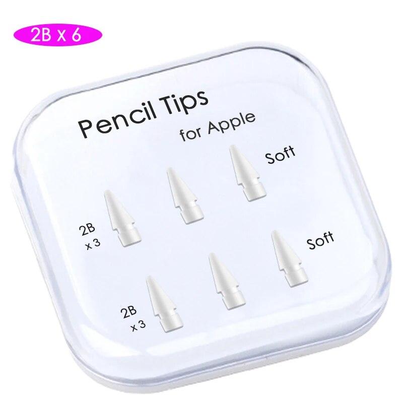 Pencil Tips for Apple Pencil 1st / 2nd Generation, Double-Layered iPad Stylus Nib, Both Soft and Hard