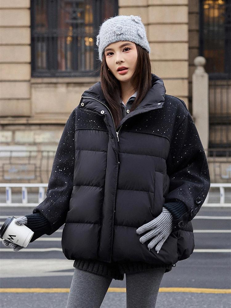 Stitching Cotton-padded Jacket Coat Women's Mid-length Thick Warm Jacket