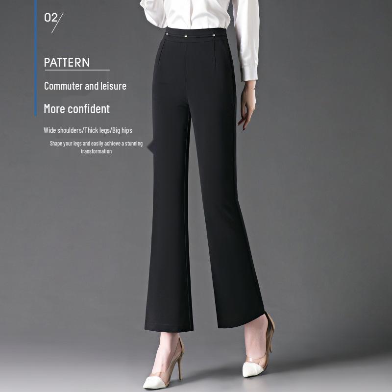 Spring/Summer 2025 Women's Slim Fit Bootcut Stretch Pants – High Waist, Micro Flare, Versatile Mom Trousers.