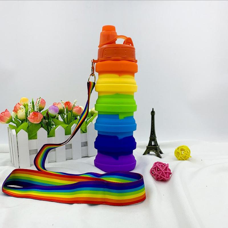 Compact Silicone Foldable Water Bottle - 500ml Portable Sports Bottle for Outdoor Activities
