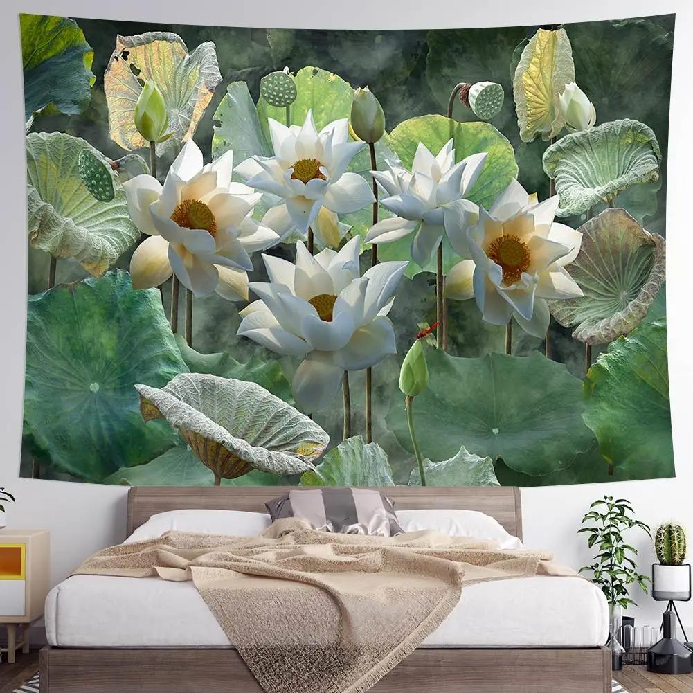 Lotus Leaf Lotus Room Decorative Tapestry Home Wall Decor Office Living Room Tapestry
