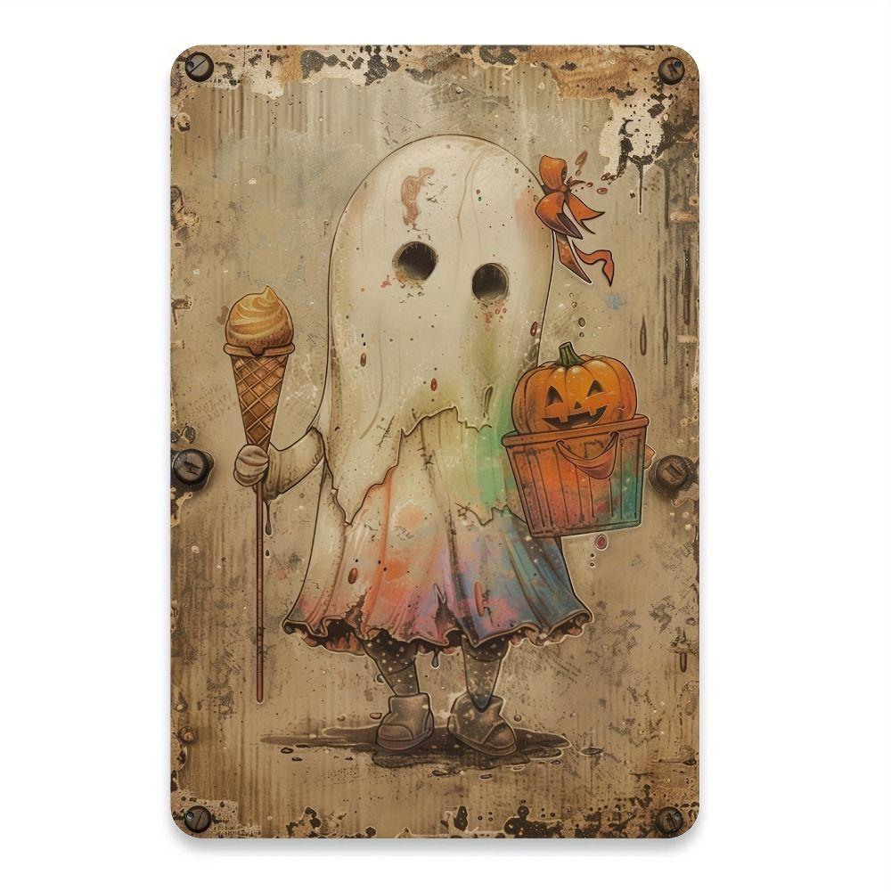 Witch Cat Forest Halloween Sign Metal Tin Sign 20x30 cm Wall Decor