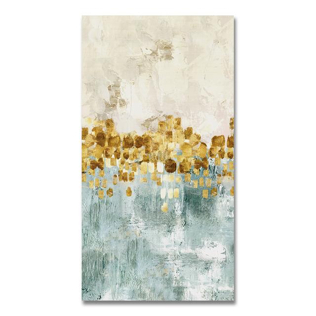 AHPAINTING Pictură pe pânză Artă de perete Nordic Frunze de aur Copaci Poster Cuadros Poza de perete pentru Living Room Decor fără cadru