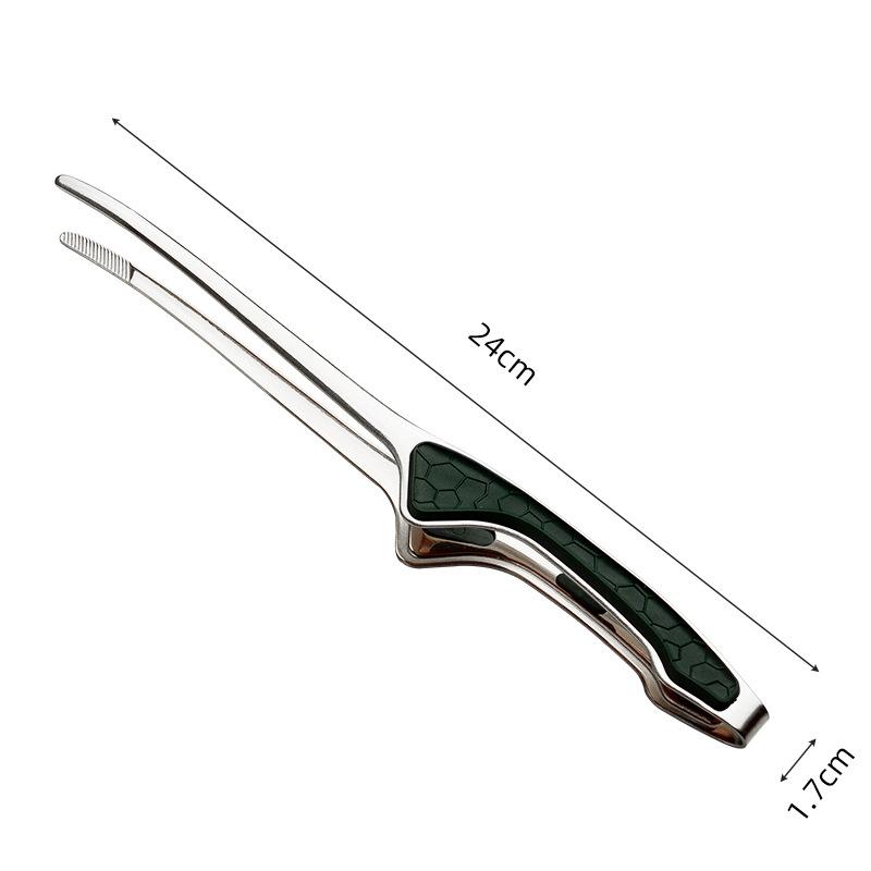 LMETJMA Stainless Steel Grill Tongs Patelai Korean and Japanese BBQ Tongs Non Slip Food Tongs Kitchen Self-Standing Tongs JT502