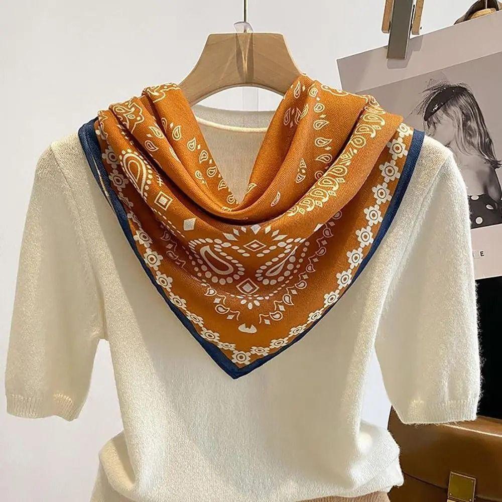 Polyester Head Scarf Retro Neck Scarf Fashion Square Scarf  Decor