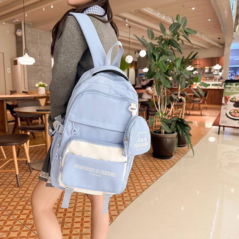 Цветной блок школьная сумка студенческий рюкзак в стиле колледжа женский рюкзак — фото 16