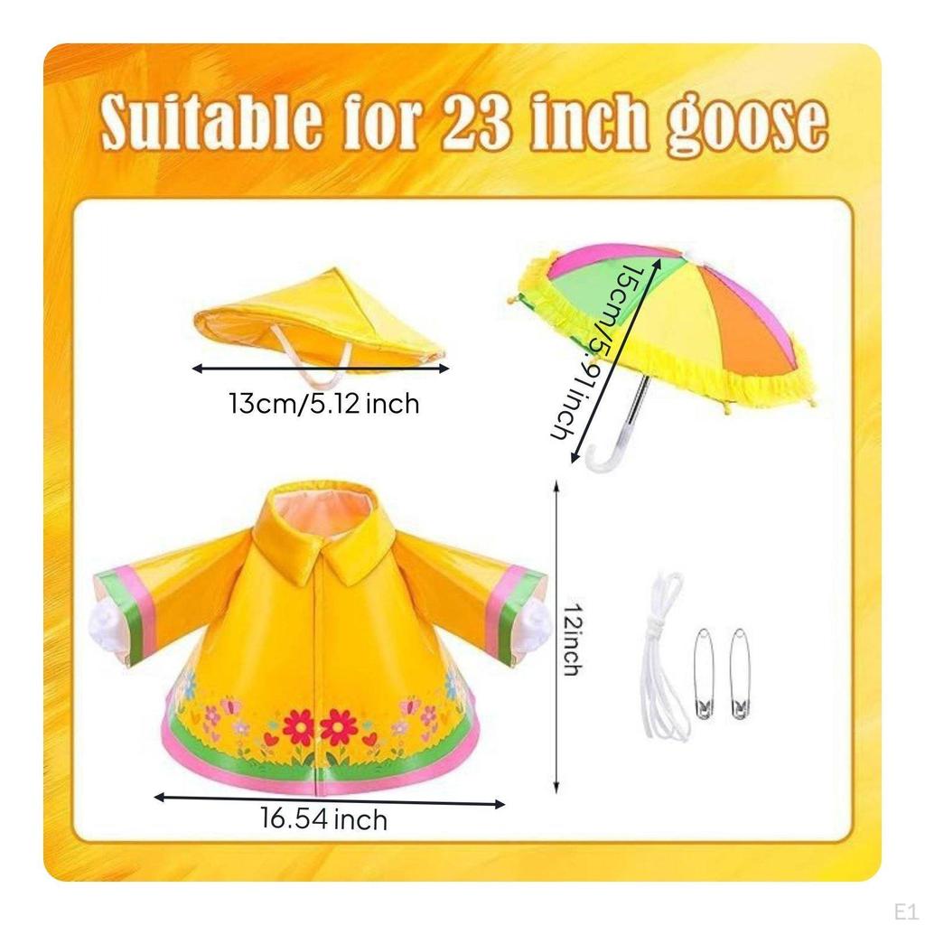 Goose Statue Raincoat Includes Hat and Umbrella Porch Costume Bright Colors for Garden