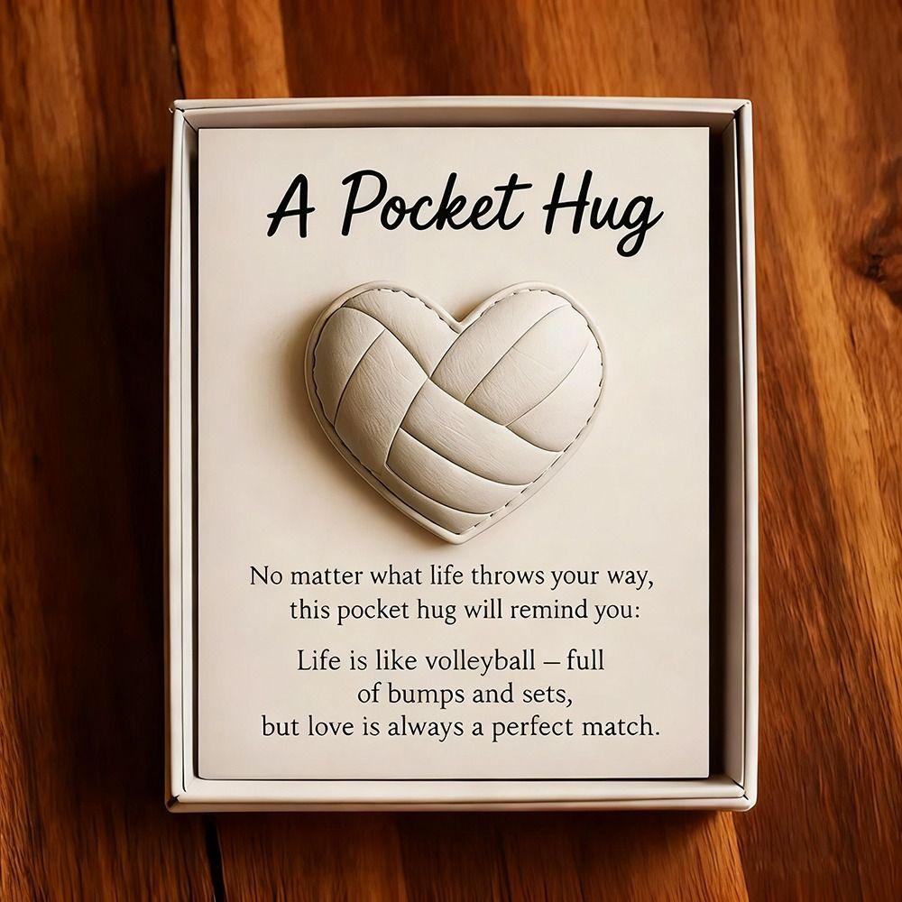 NEW Handmade Volleyball Pocket Hug Personalized Motivational Heart-Shaped Ornament Thoughtful Inspirational Card Gift Giving