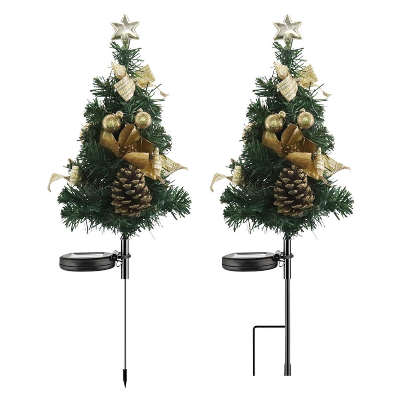 

2 шт. солнечные рождественские елки огни уличные водонепроницаемые светодиодные садовые лужайки пейзаж праздничные декоративные напольные светильники Style C-2PCS
