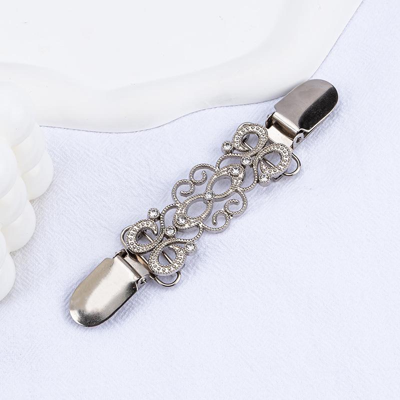 Retro spona na šál: Evropsko-americká brož na svetr a šátek s diamantovým akcentem - Slitinový doplněk proti odhalení