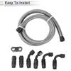 AN-6 Fuel Line Kit 3ft Vacuum Hose Automotive Fuel Hose Adapter 90 Degree Adapter 45 Degree Adapter 1 Set CPE Stainless Steel Braiding