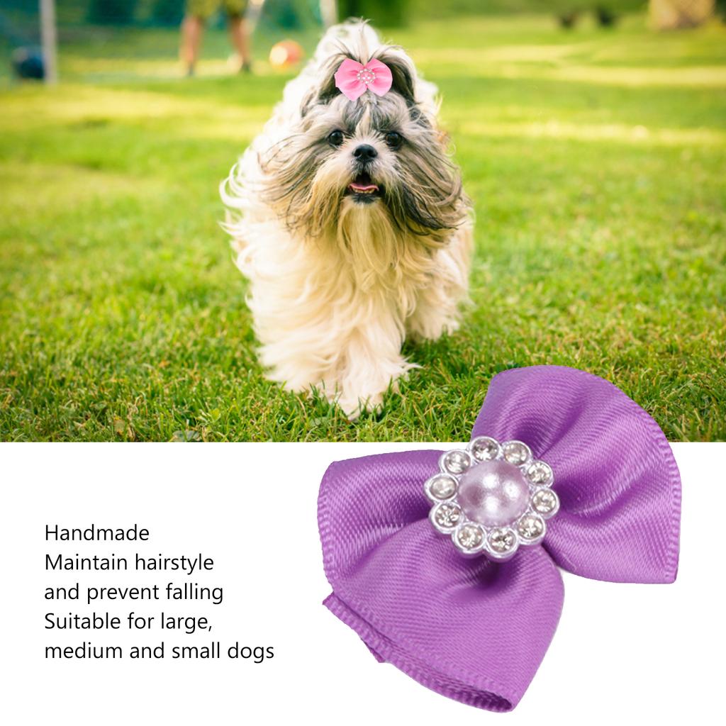 20pcs Pet Hair Bows Cute Mixed Colors Small Dog Topknots With Rubber Band For Puppy Cats Rabbits