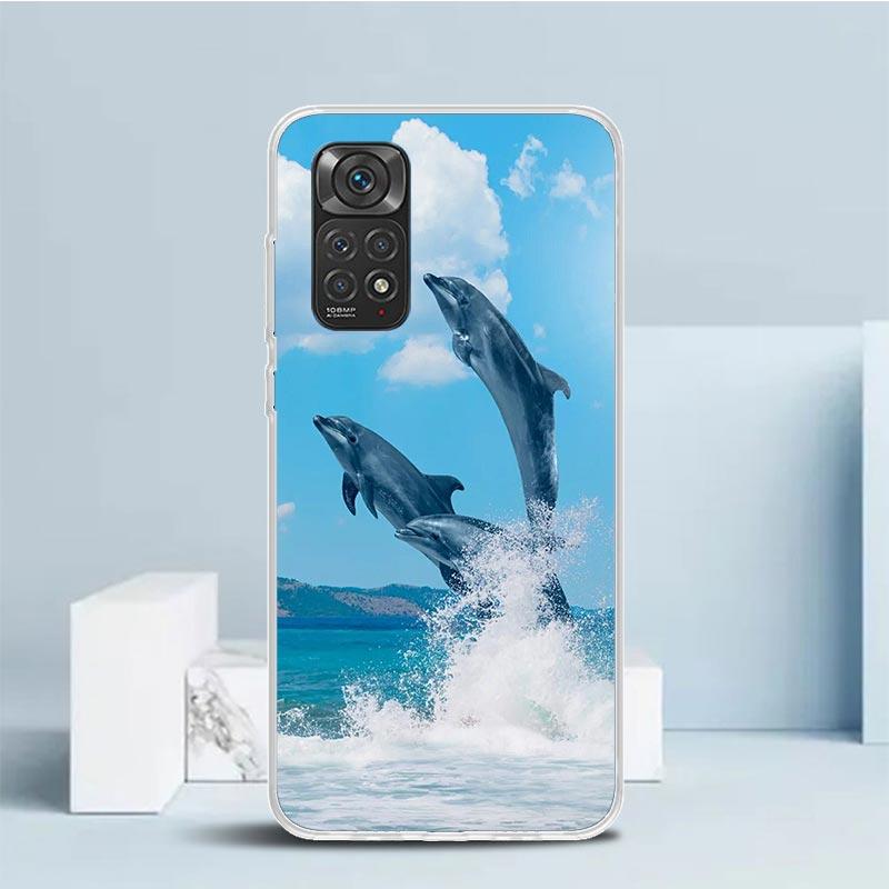 Ocean Animal Cute Dolphin Phone Case For Xiaomi Redmi Note 15 14 14S 13 12S 12 Pro Plus 11S 11 11T 11E 10S 10 + Soft TPU Back Co