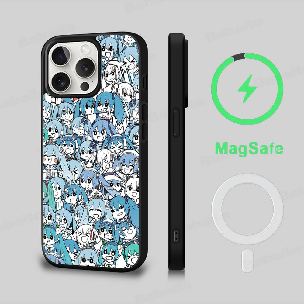 

Cute Kawaii H-Hatsune Miku Phone Case Magnetic Case For IPhone 16 14 13 12 11 15 Pro Max Plus For Magsafe Wireless Charge Cover iPhone 15