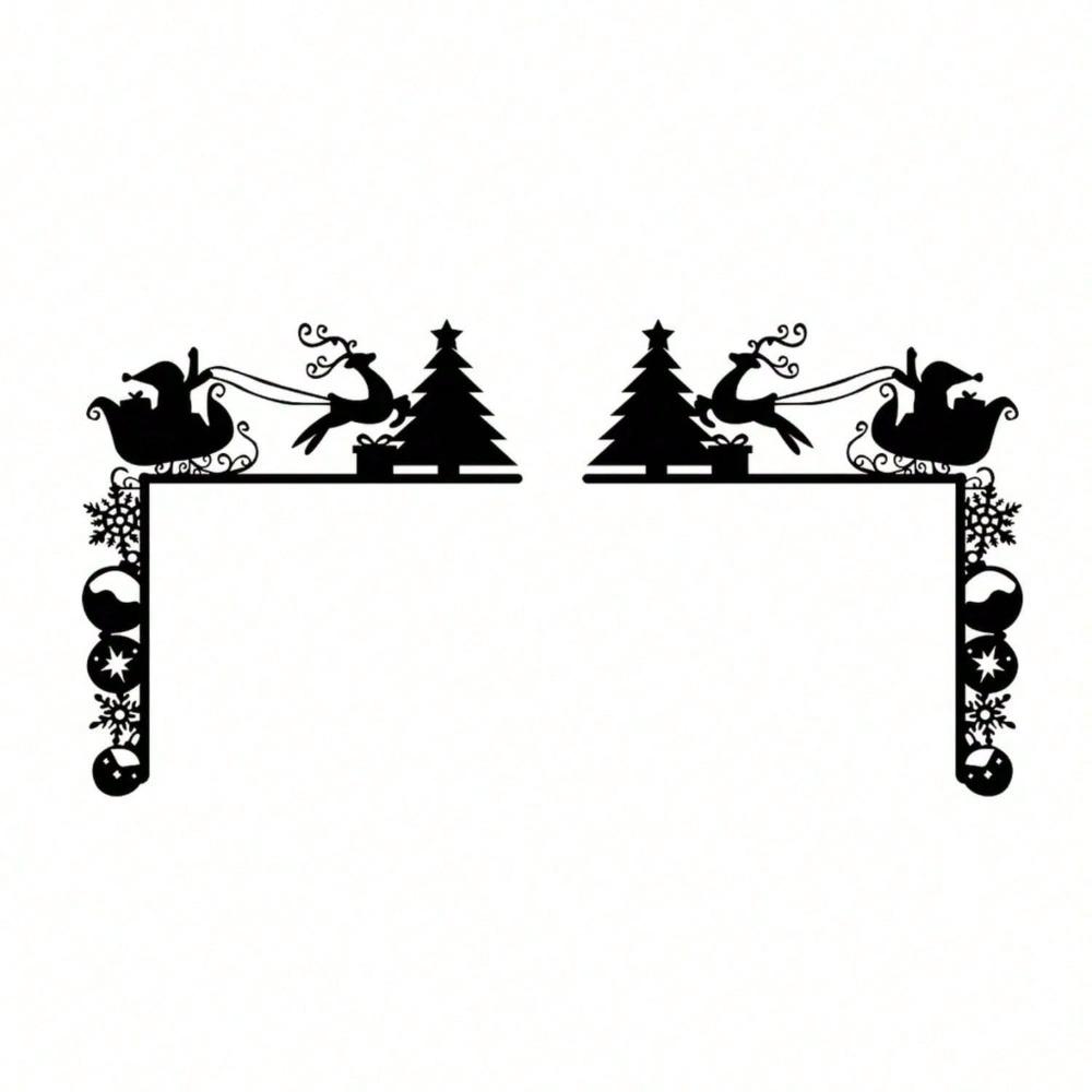 Wrought Iron Christmas Sleigh Wall Decor Home Door Frame Corner Art Ornament