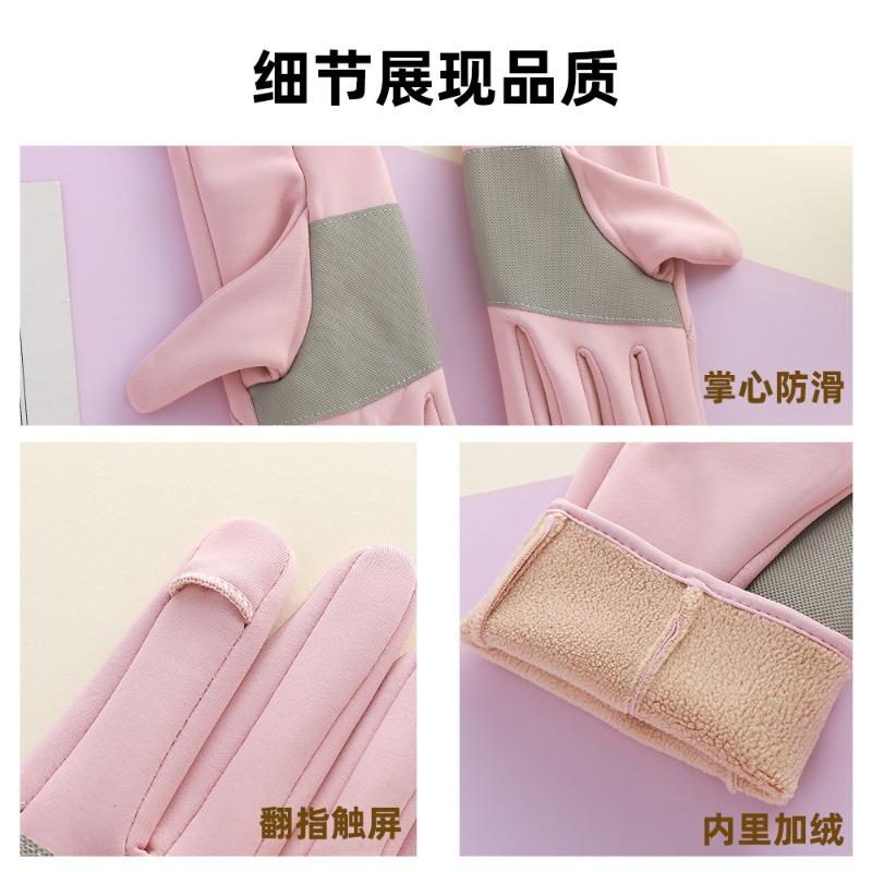 Warm gloves for women, warm in autumn and winter, cold-proof riding, windproof and waterproof driving, winter outdoor velvet gloves