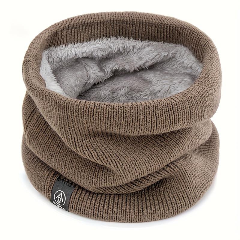 1PC Elegant Solid Color Polyester Scarf - with Velvet Lining - Retractable Knitted Neck - Warm